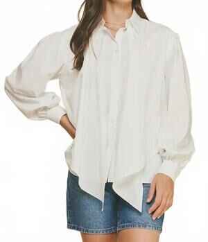 NEW PINCH millie front tie button down top in off white